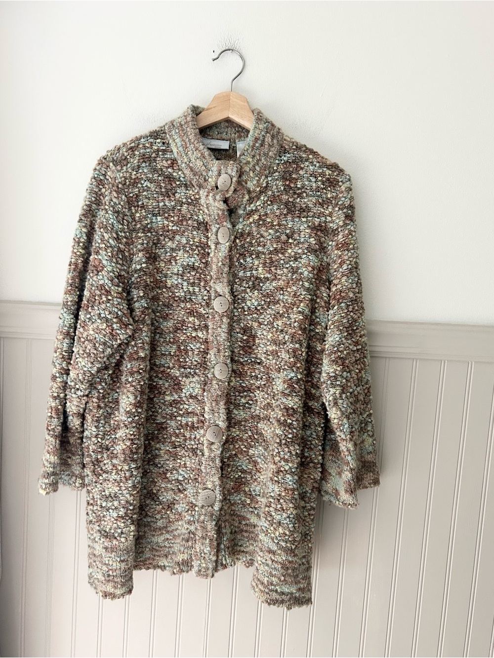 JH Collectibles Marled Brown Cream Chunky Button Cardigan Oversized XL/1X